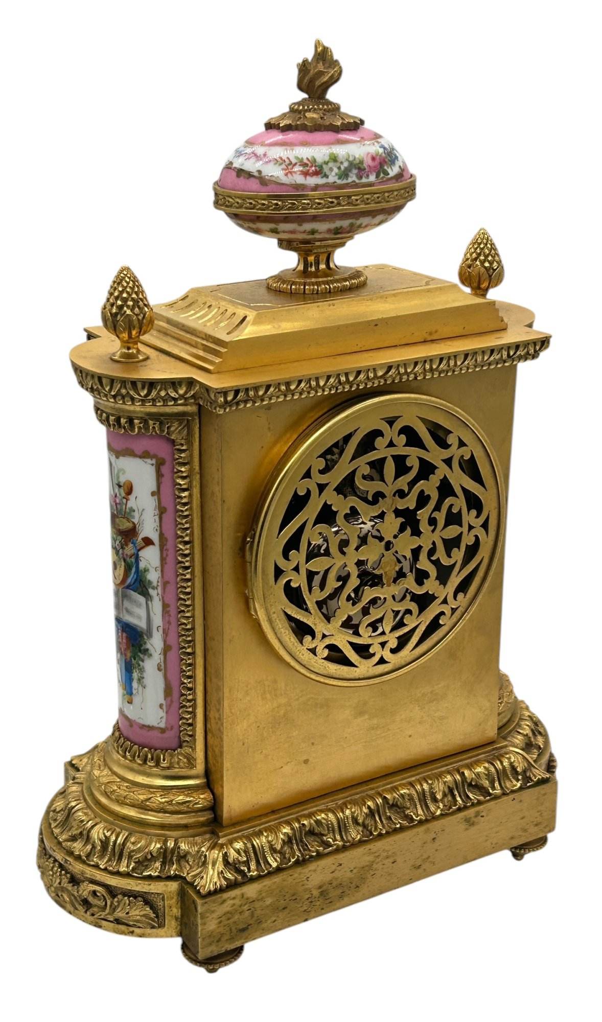 Outstanding Antique French Pink Sevres Ormolu Mantel Clock – ca1860 - Image 9