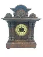 German 8-Day Hand Carved Walnut Case Mantel Clock – ca 1890