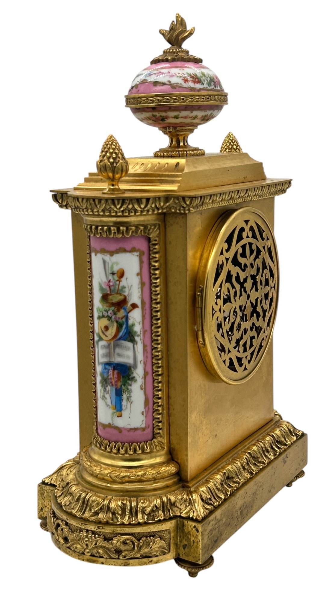 Outstanding Antique French Pink Sevres Ormolu Mantel Clock – ca1860 - Image 10