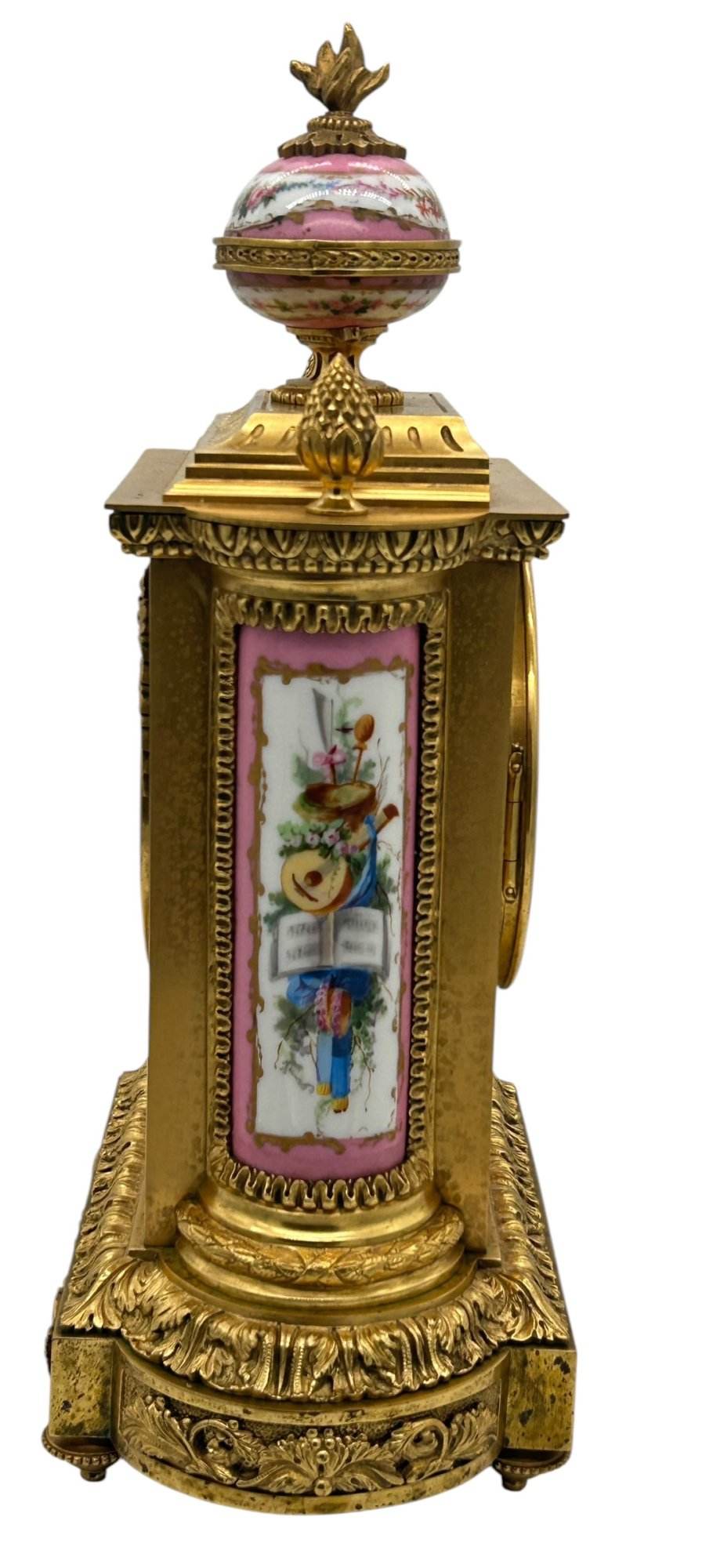 Outstanding Antique French Pink Sevres Ormolu Mantel Clock – ca1860 - Image 11
