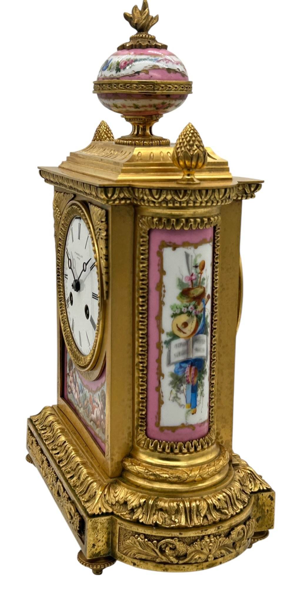 Outstanding Antique French Pink Sevres Ormolu Mantel Clock – ca1860 - Image 12
