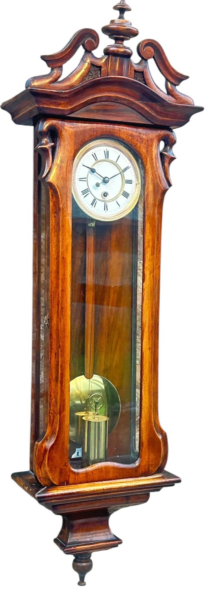 Fabulous Walnut Case Mini Vienna Regulator Wall clock – ca 1880 - Image 12