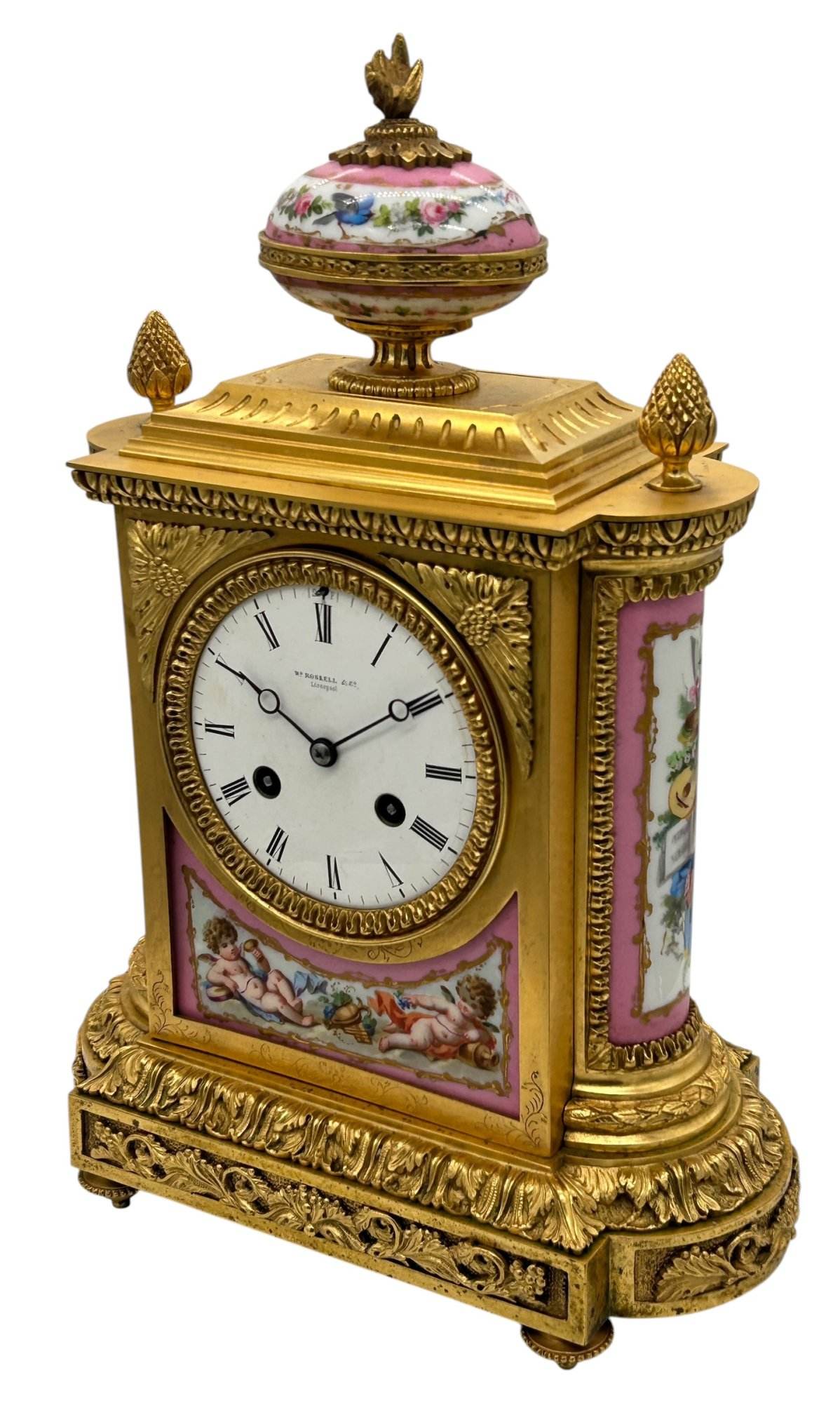 Outstanding Antique French Pink Sevres Ormolu Mantel Clock – ca1860 - Image 13