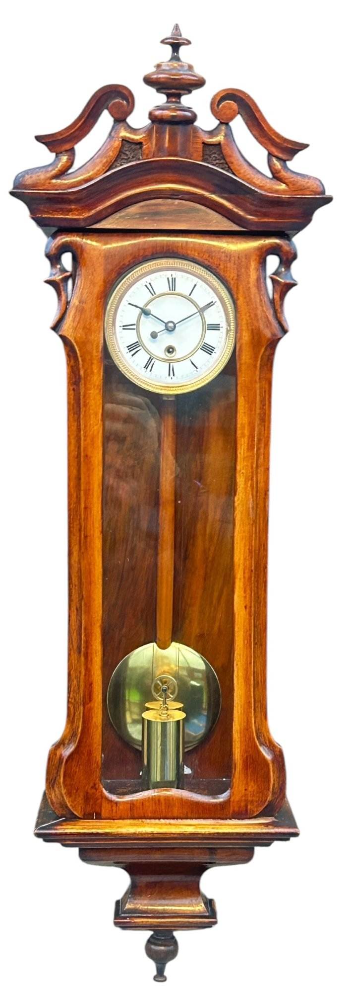 Fabulous Walnut Case Mini Vienna Regulator Wall clock – ca 1880 - Image 13