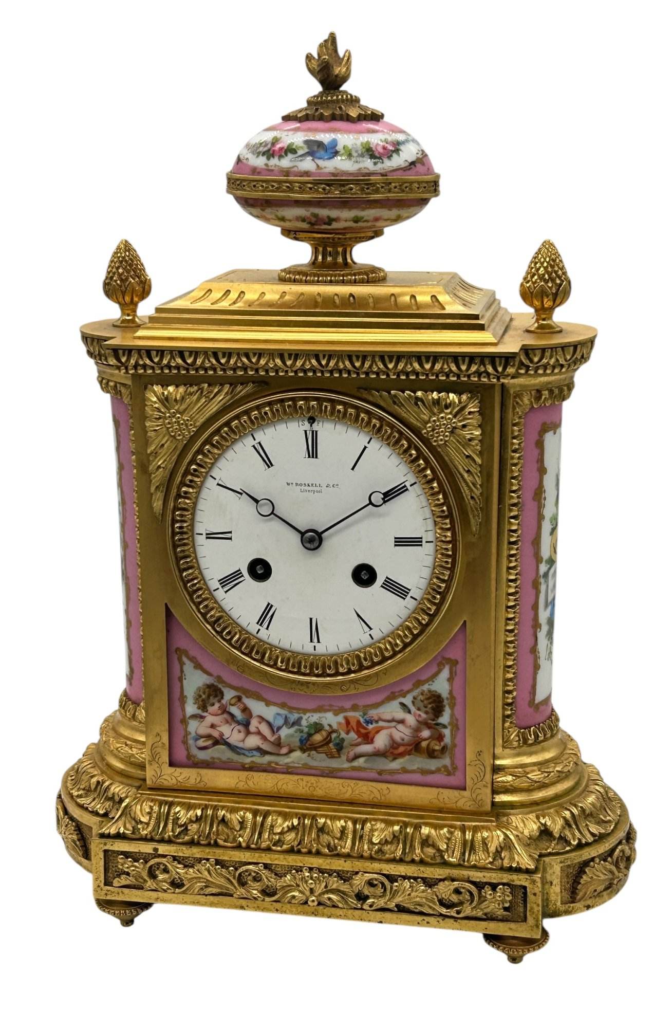 Outstanding Antique French Pink Sevres Ormolu Mantel Clock – ca1860 - Image 14
