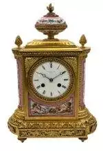 French Pink Sevres Ormolu Mantel Clock