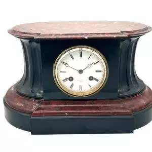 Rouge Marble & Slate 8 day Mantel clock – Ca 1870