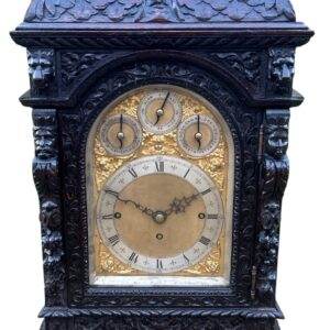 Hand Carved oak English 8 bell dual chime Triple fusee bracket clock