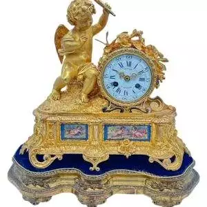 French Ormolu Cherub Figural Mantel sevres clock – ca 1860