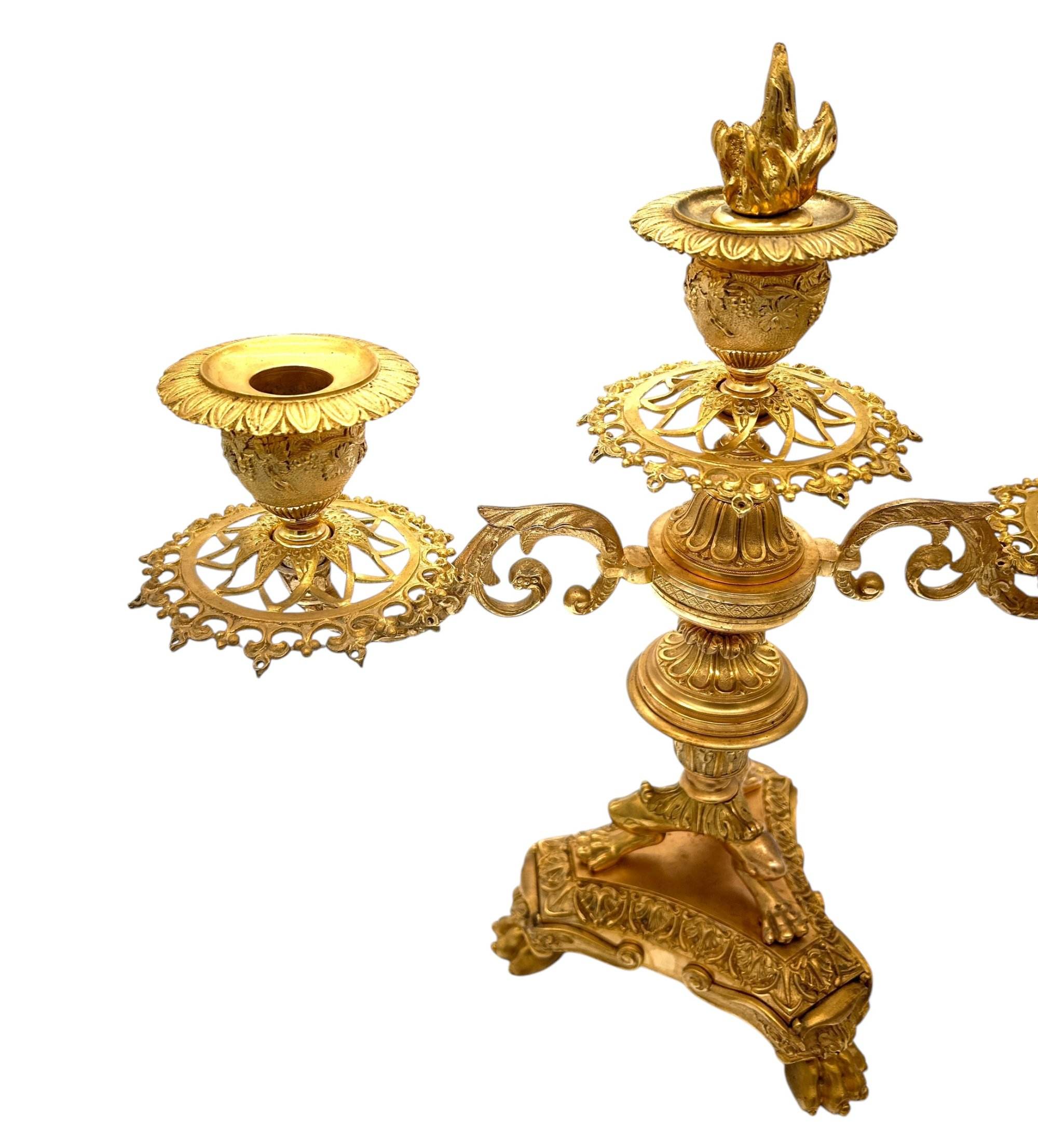 Stunning Antique French Ormolu Bronze 3 Branch Candlelabra Pair - Image 5