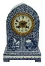 Delftware Studio Pottery Mantel Clock - 8 Day bell striking Pottery Mantel Clock