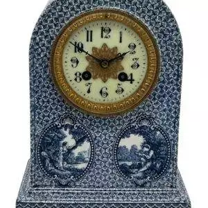 Delftware Studio Pottery Mantel Clock - 8 Day bell striking Pottery Mantel Clock