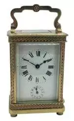 Antique Ornate French 8 day Carriage clock with Alarm feature – ca 1900