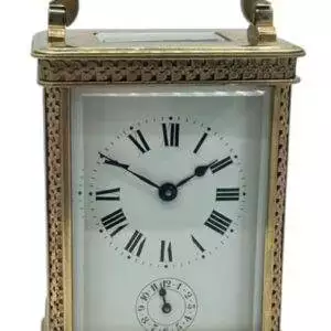 Antique Ornate French 8 day Carriage clock with Alarm feature – ca 1900