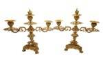 French Ormolu Bronze 3 Branch Candlelabra Pair - ca 1850