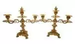 French Ormolu Bronze 3 Branch Candlelabra Pair - ca 1850