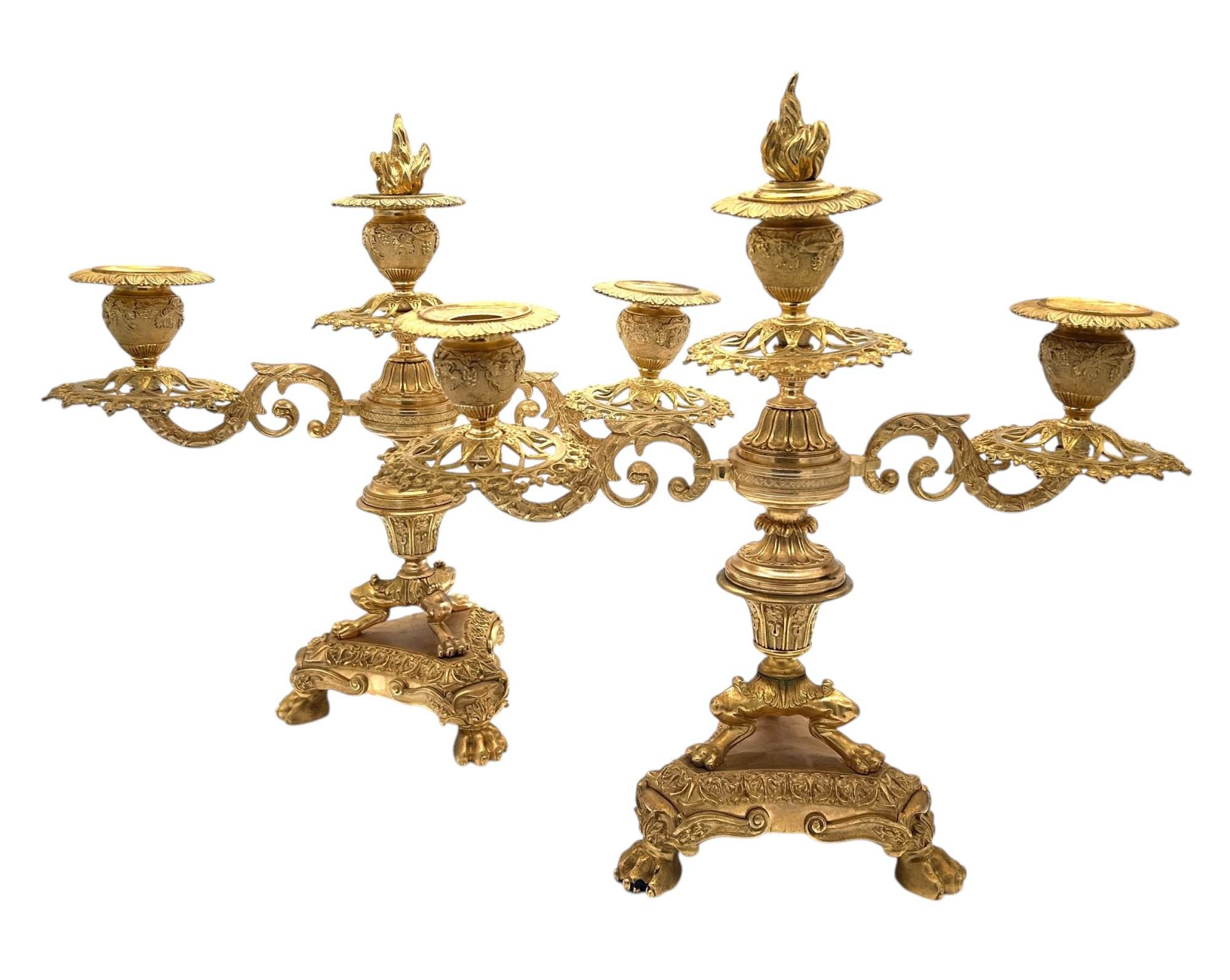 Stunning Antique French Ormolu Bronze 3 Branch Candlelabra Pair - Image 11