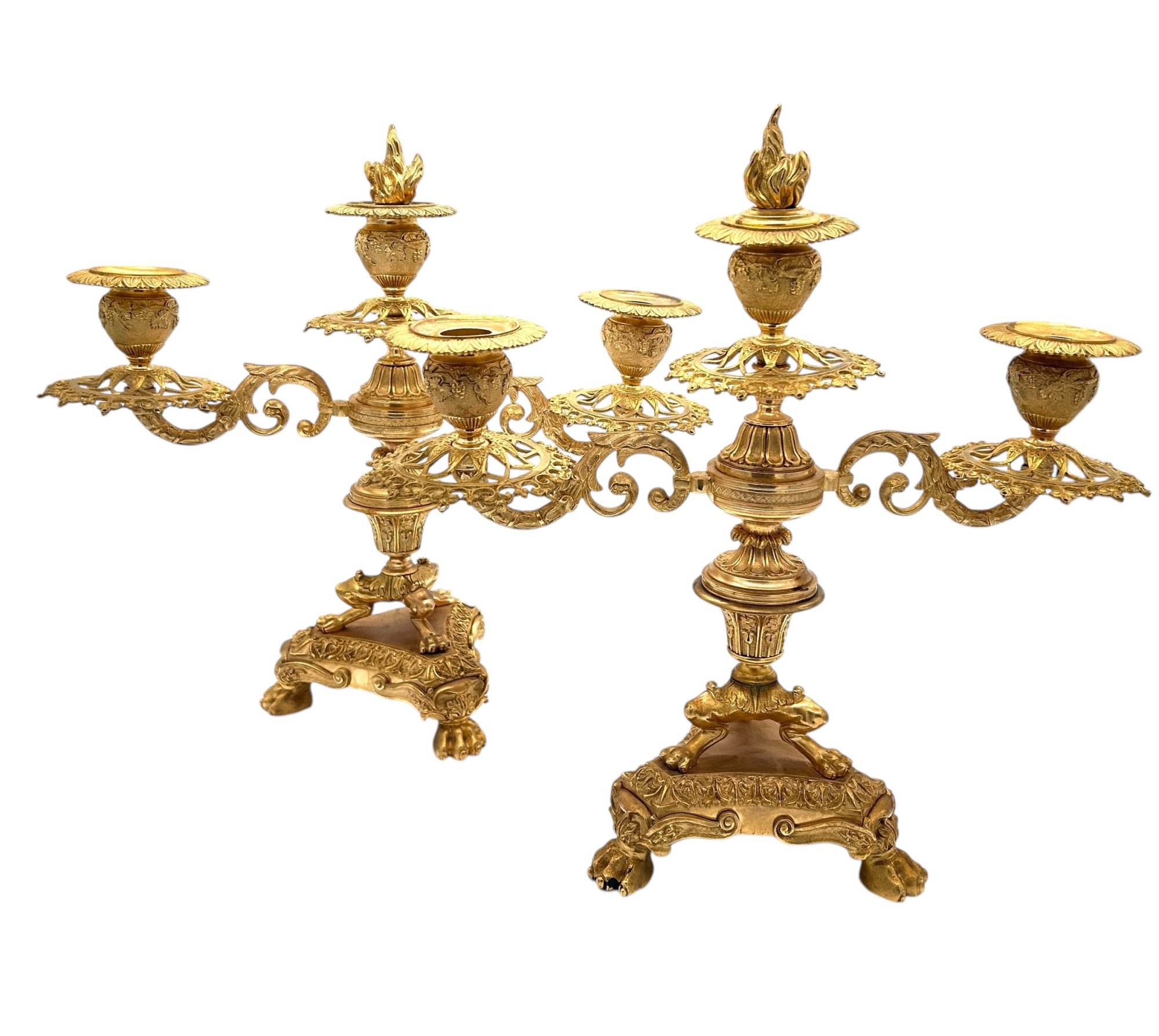 Stunning Antique French Ormolu Bronze 3 Branch Candlelabra Pair - Image 12