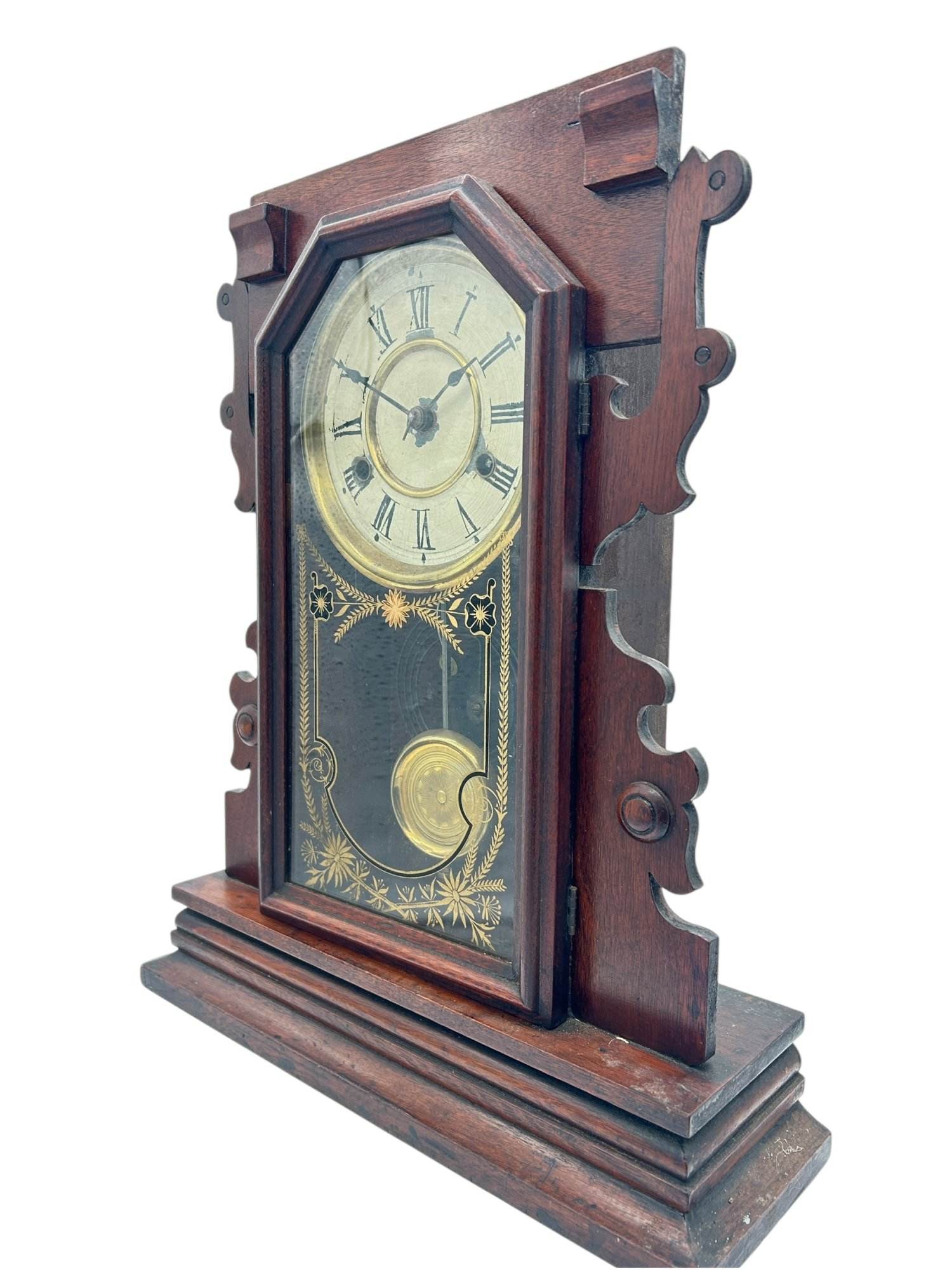Lovely American Gingerbread Mantel Clock by New Haven - Image 8