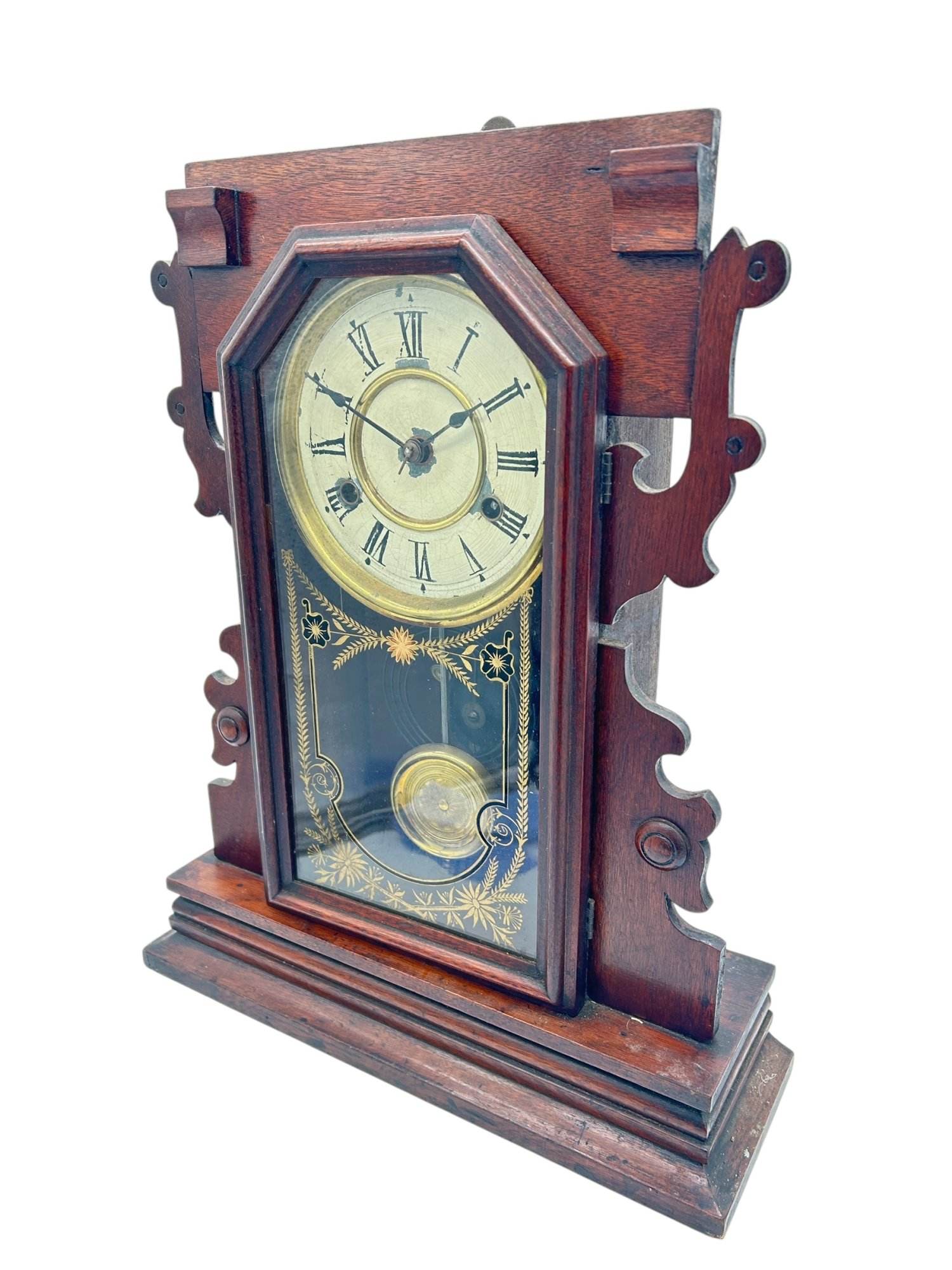Lovely American Gingerbread Mantel Clock by New Haven - Image 6
