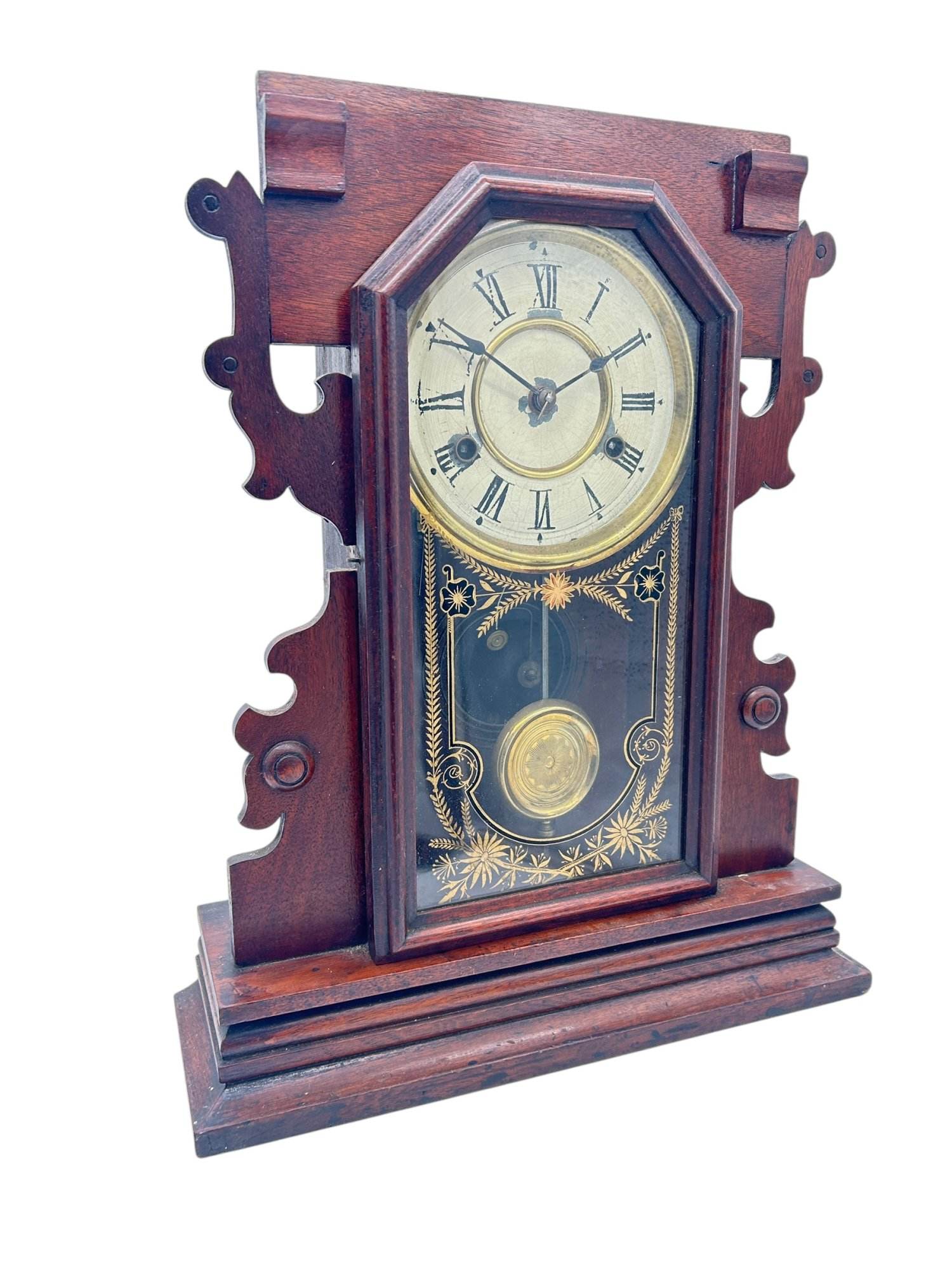 Lovely American Gingerbread Mantel Clock by New Haven - Image 5