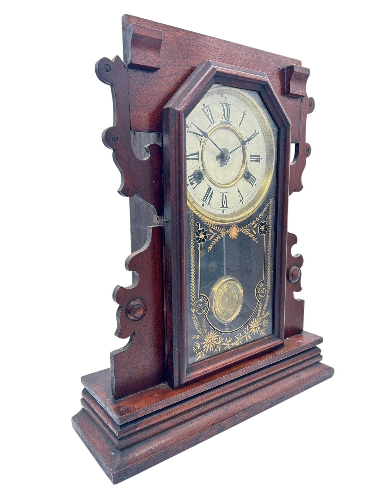 Lovely American Gingerbread Mantel Clock by New Haven - Image 4