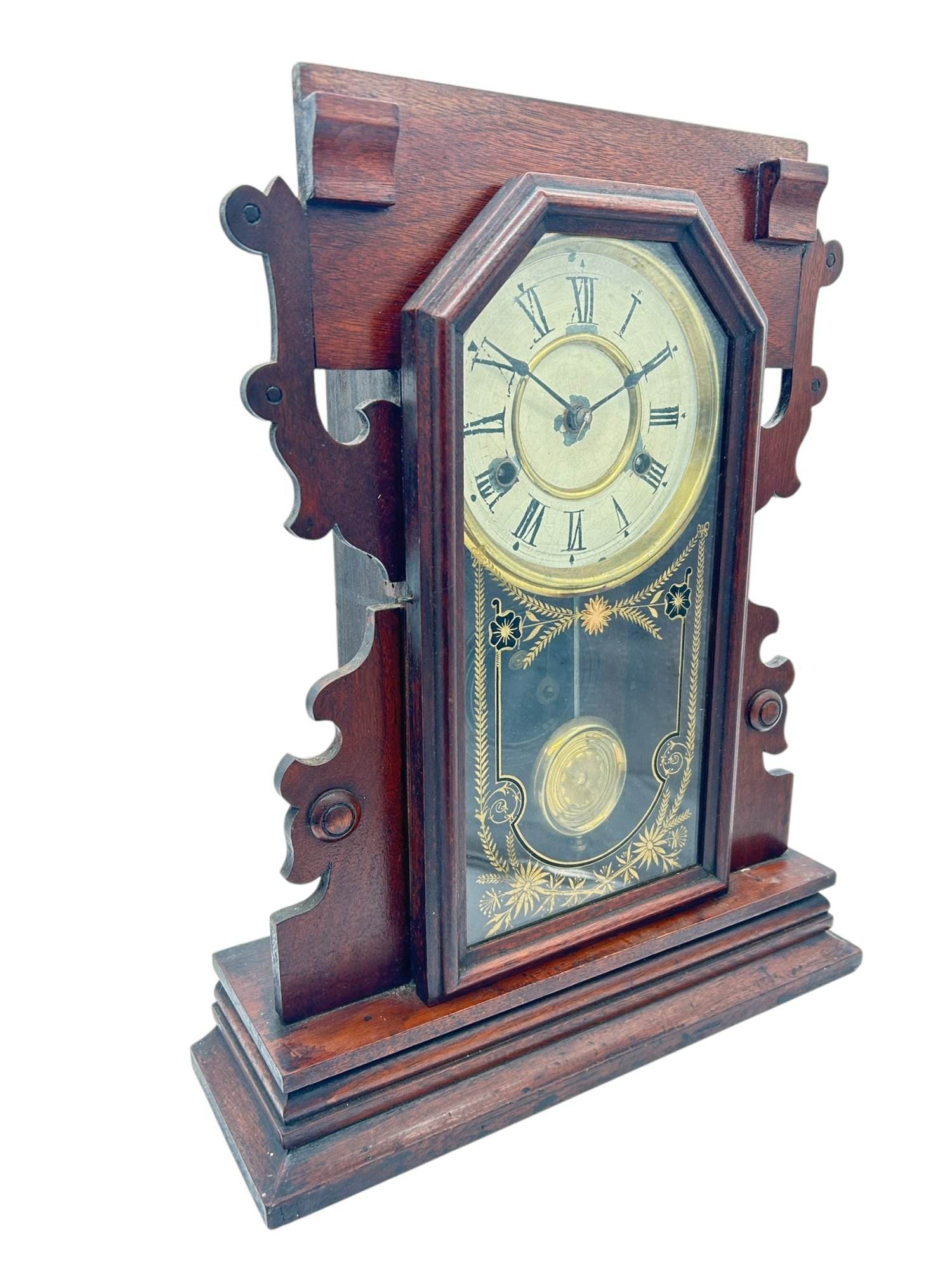 Lovely American Gingerbread Mantel Clock by New Haven - Image 3
