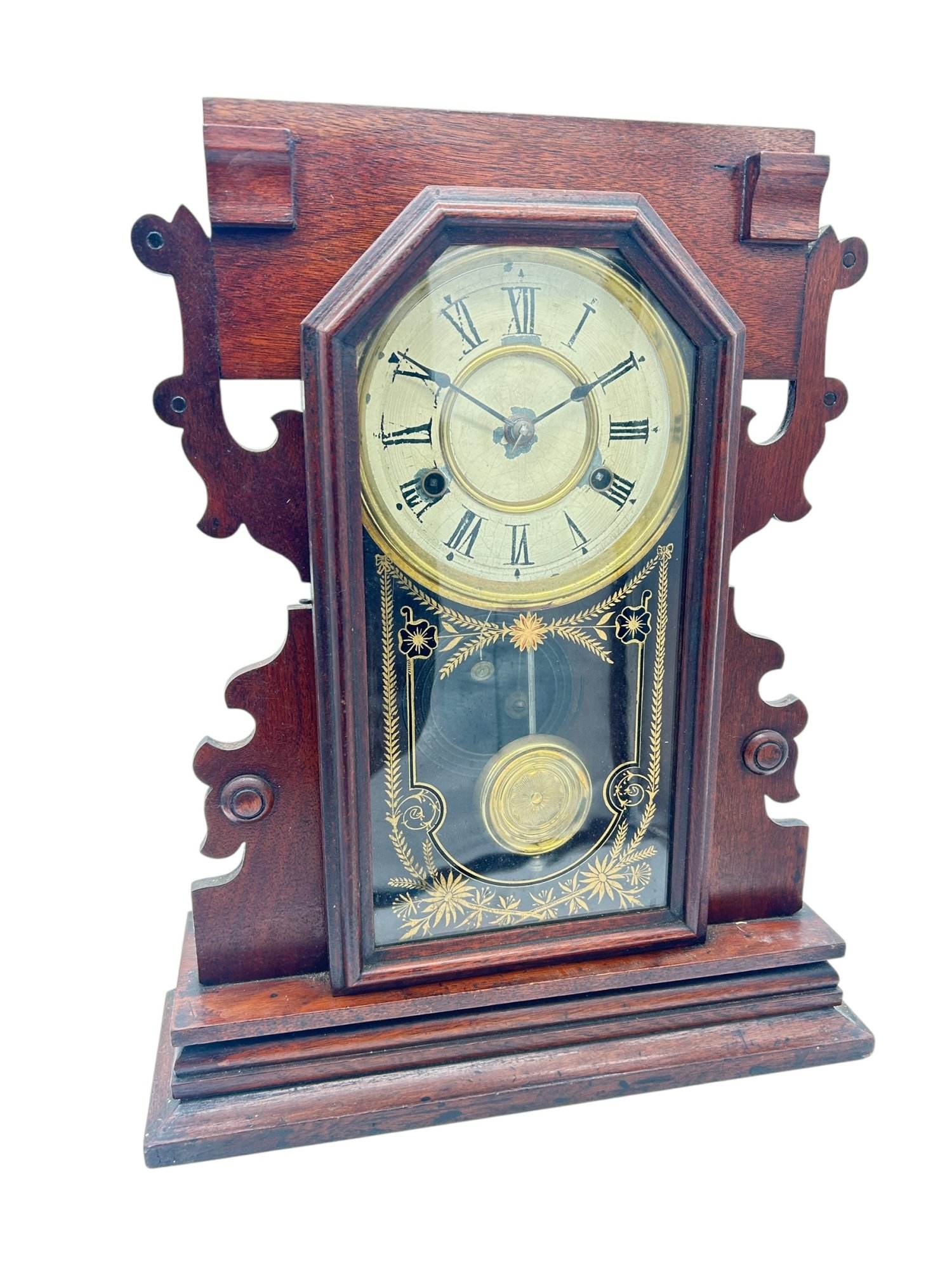Lovely American Gingerbread Mantel Clock by New Haven - Image 2