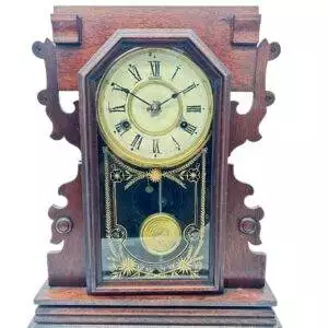 Lovely American Gingerbread Mantel Clock by New Haven