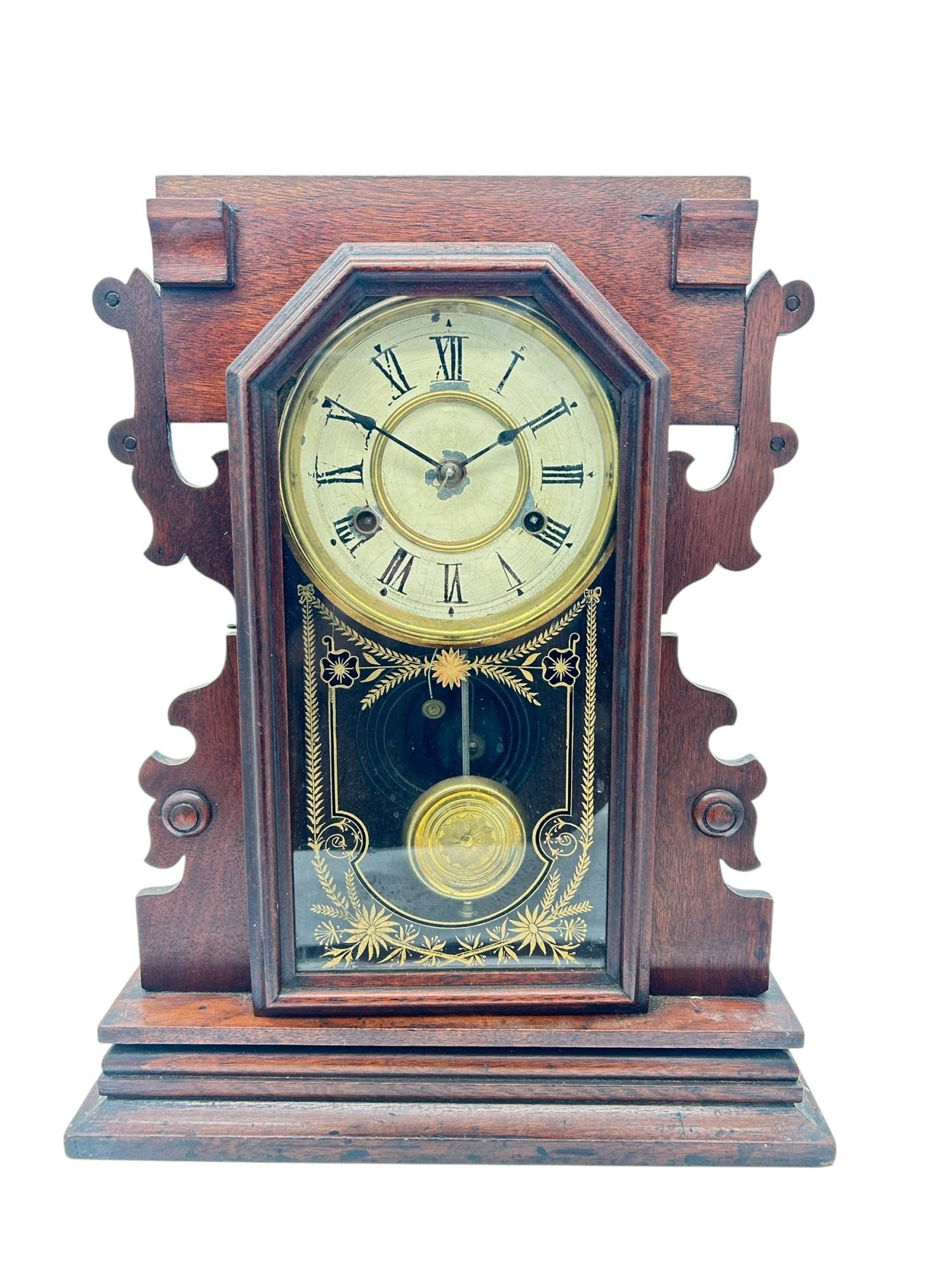 Lovely American Gingerbread Mantel Clock by New Haven