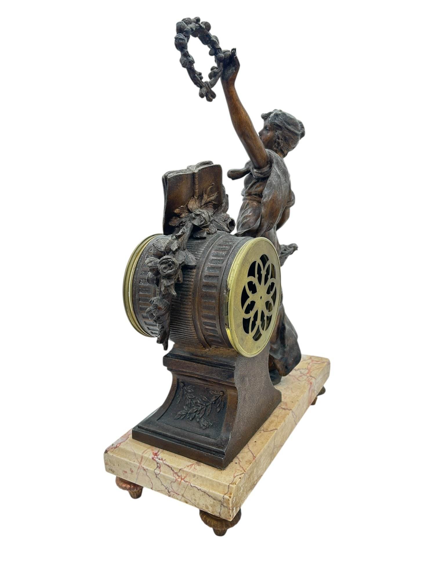 Wonderful French Figural Mantel Clock – ca1890 - Image 3