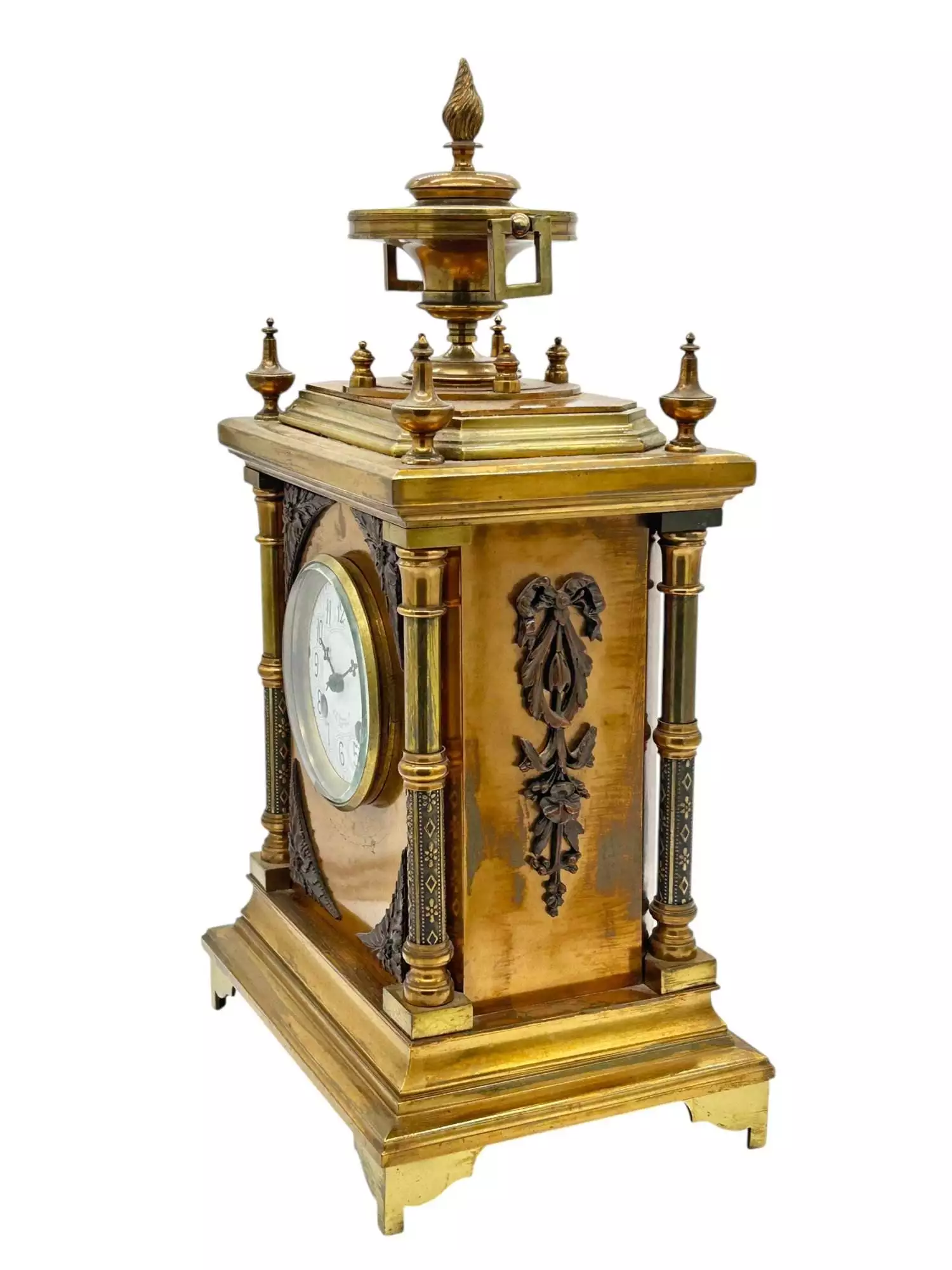 Fabulous French Bronze Ormolu Cube Mantel Clock – ca1890 - Image 6