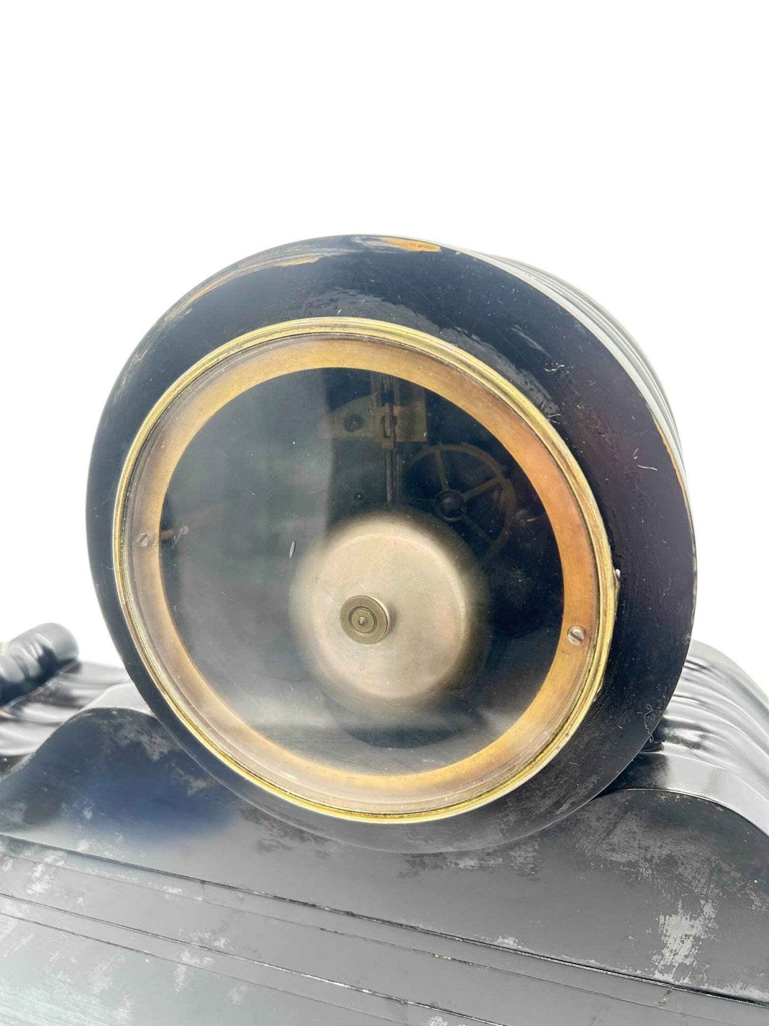 Fabulous Victorian Drum Head Slate & green marble Mantel Clock – ca1870 - Image 3