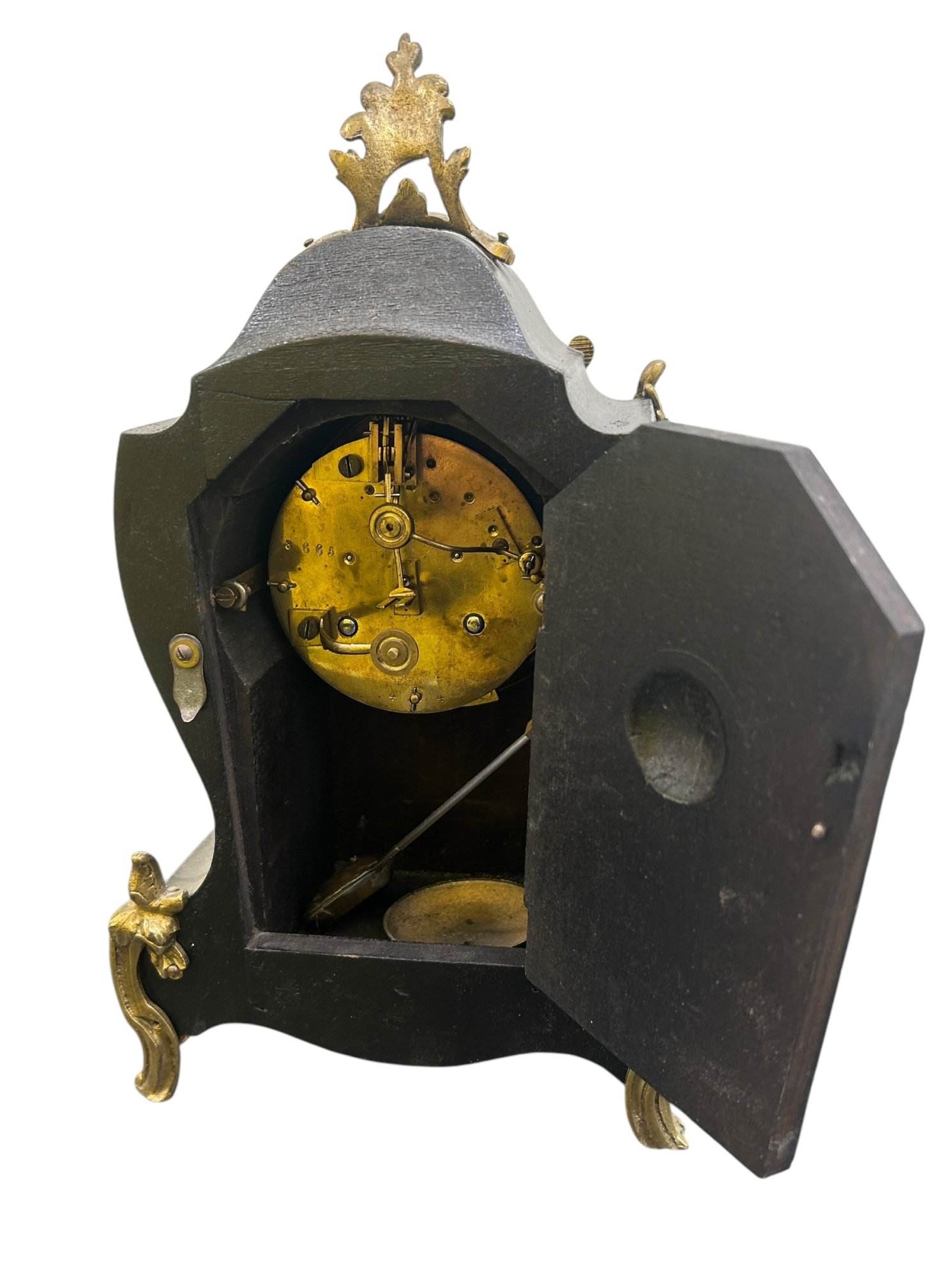 Exquisite Antique French Faux Tortoise shell & Ormolu Boulle Mantle Clock – circa 1890 - Image 3