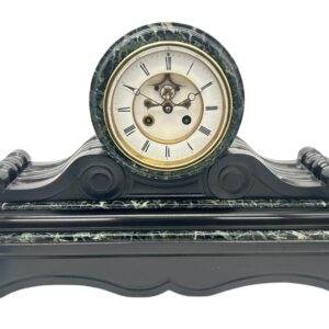 Fabulous Victorian Drum Head Slate & green marble Mantel Clock – ca1870
