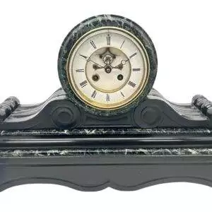 Fabulous Victorian Drum Head Slate & green marble Mantel Clock – ca1870