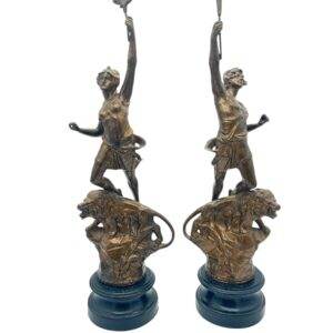 Delightful Ancient Olympian Gilt Figural Clock Garnitures – ca 1890