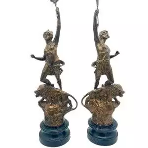 Delightful Ancient Olympian Gilt Figural Clock Garnitures – ca 1890