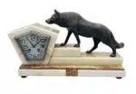 Outstanding French Art Deco Marble & Alsatian Dog Figural Mantel Clock – ca1920