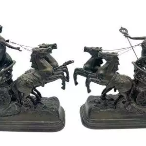 Wonderful Roman Chariots Figural Clock Garnitures – ca 1905