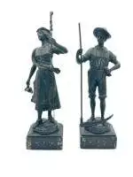 Lovely Farmer Figural Clock Garnitures – ca 1900