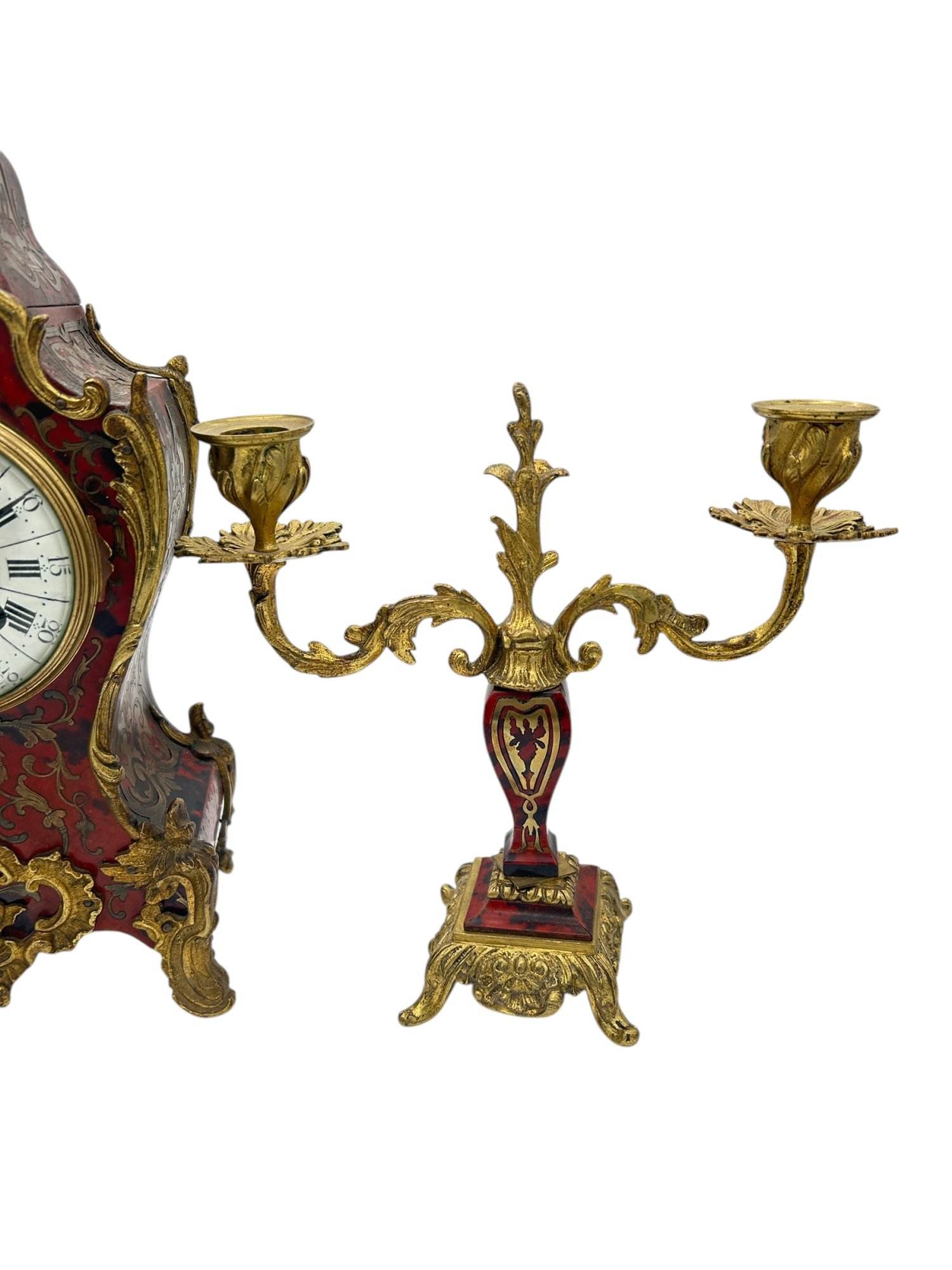 Fantastic French boulle Candelabra Mantel Clock set – Ca1870 - Image 14