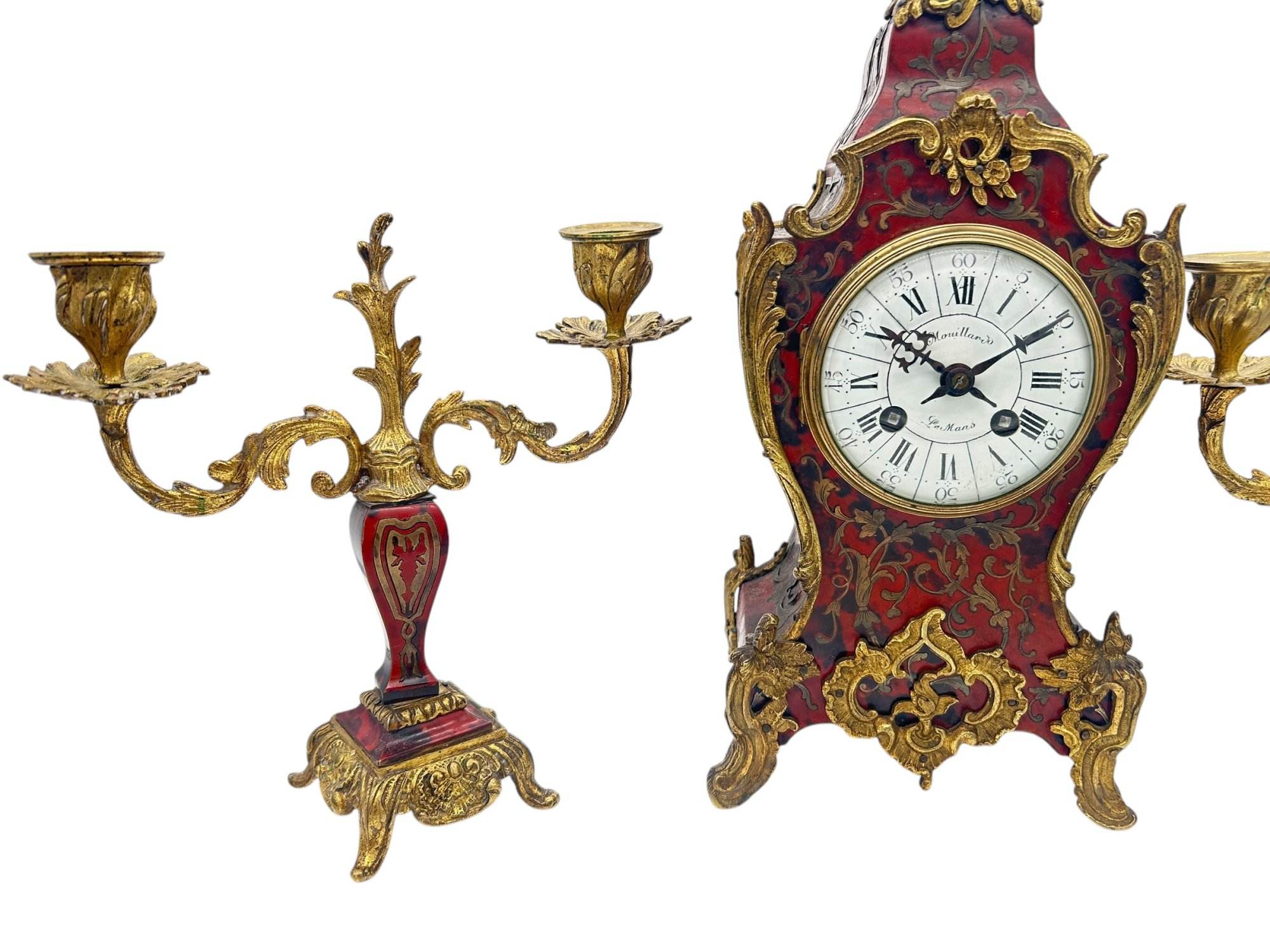 Fantastic French boulle Candelabra Mantel Clock set – Ca1870 - Image 13