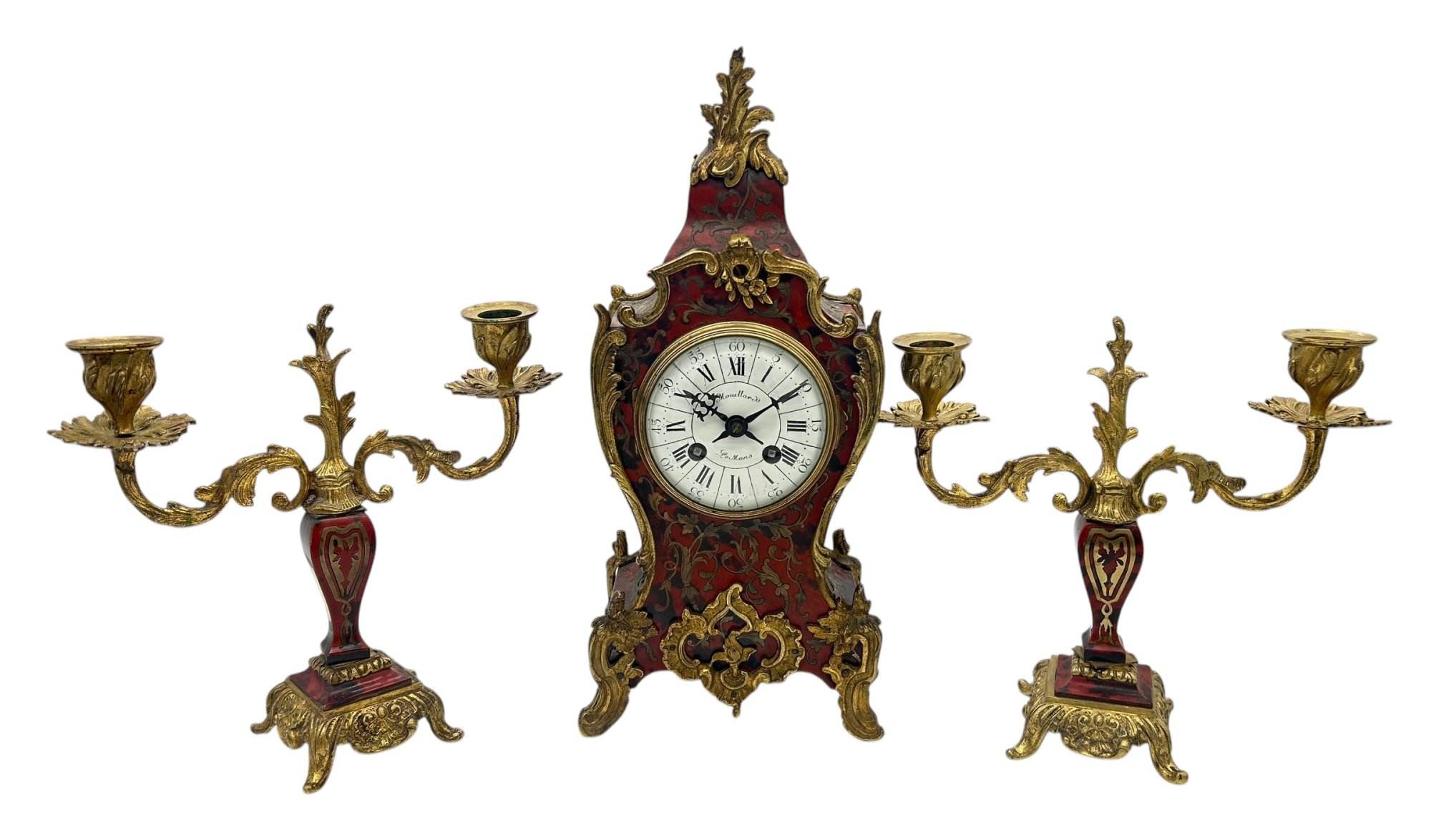 Fantastic French boulle Candelabra Mantel Clock set – Ca1870