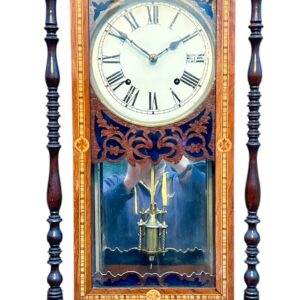 Fantastic Antique Marquetry Case Drop Dial Wall clock – ca1900
