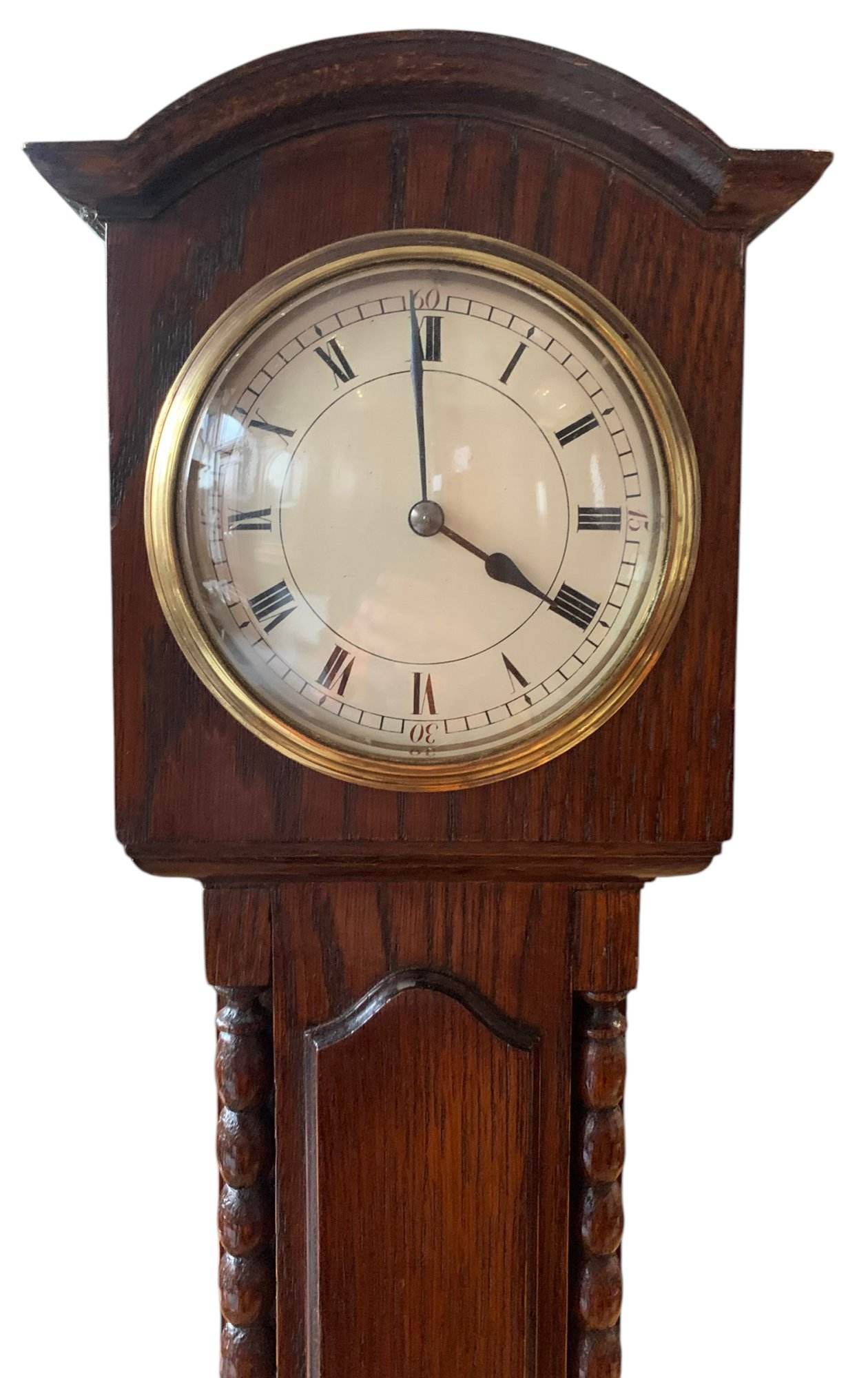 Fabulous Oak Miniature Longcase Mantel Clock – ca1900 - Image 4