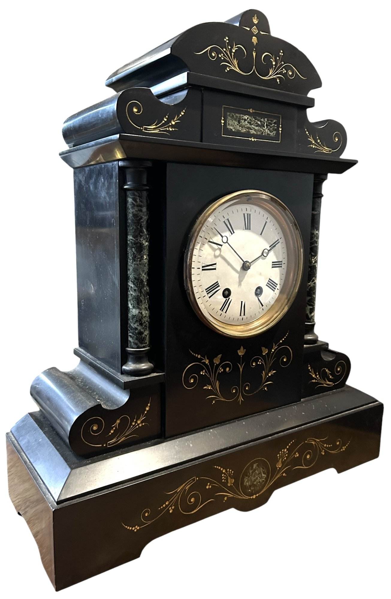 Exquisite Large Monumental Antique Slate 8-Day Mantel Clock - Ca1880 - Image 4