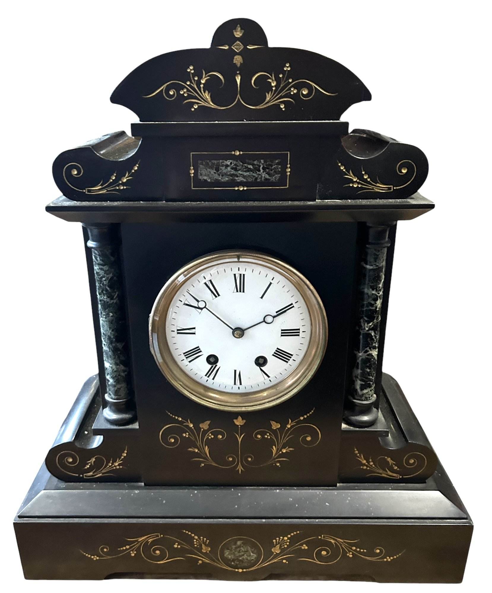 Exquisite Large Monumental Antique Slate 8-Day Mantel Clock - Ca1880 - Image 3