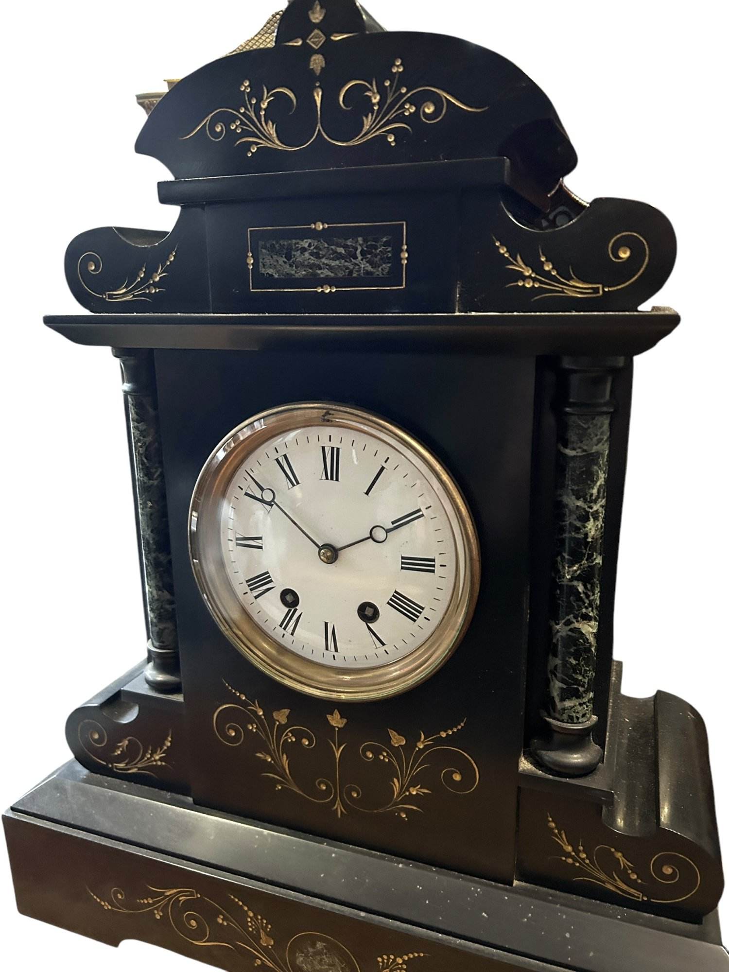 Exquisite Large Monumental Antique Slate 8-Day Mantel Clock - Ca1880 - Image 2
