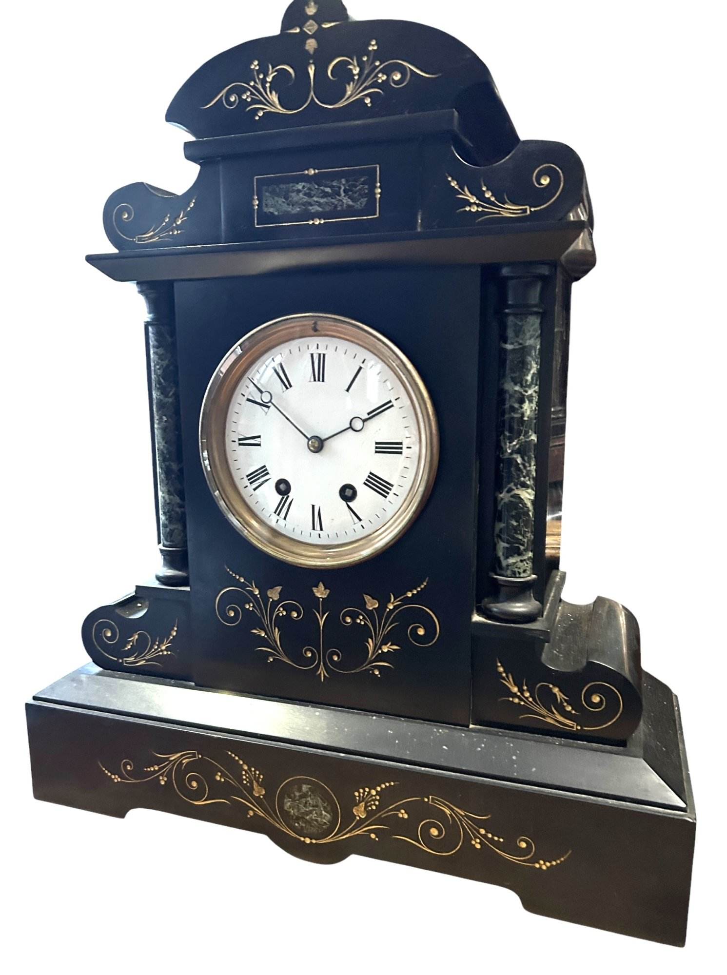 Exquisite Large Monumental Antique Slate 8-Day Mantel Clock - Ca1880 - Image 6